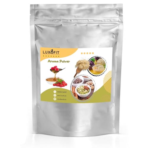 luxofit HIMBEERSIRUP AROMA PULVER VEGAN UND VEGETARISCH GESCHMACKVERFEINERUNG GEEIGNET FÜR LEBENSMITTEL UND GETRÄNKE CREMIGE UND FRUCHTIGE PULVERAROMEN MADE IN GERMANY GMO-FREI (1 KG) von luxofit