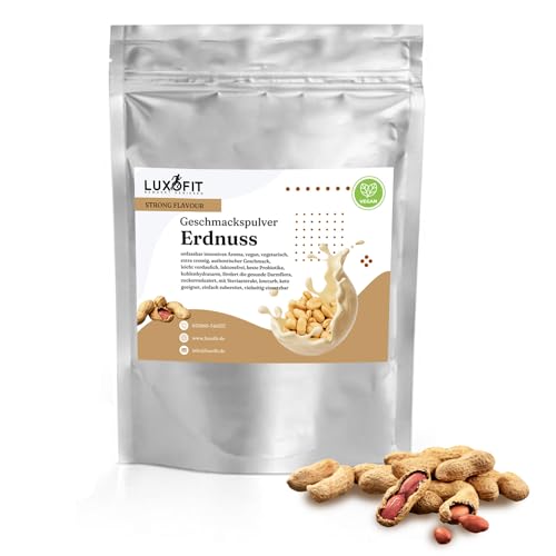 Luxofit STRONG FLAVOUR Kalorienarmes Geschmackspulver vielseitig einsetzbar für Lebensmittel Geschmackspulver Strong Flavour / 300 Gramm, Vielseitig einsetzbares Getränkearoma Pulver (Erdnuss) von Luxofit