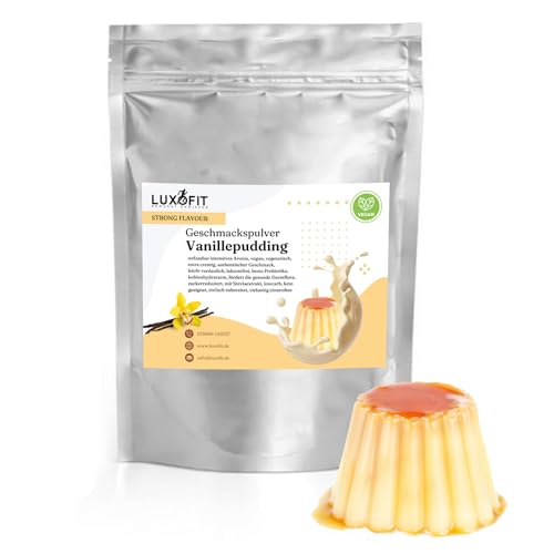 Luxofit STRONG FLAVOUR Kalorienarmes Geschmackspulver vielseitig einsetzbar für Lebensmittel Geschmackspulver Strong Flavour / 300 Gramm, Vielseitig einsetzbares Getränkearoma Pulver (Vanillepudding) von luxofit