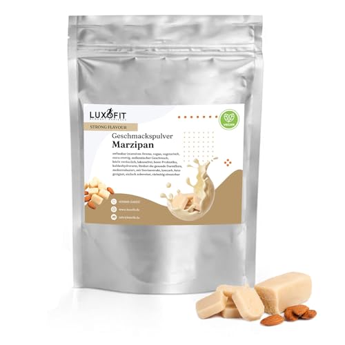 Luxofit STRONG FLAVOUR Kalorienarmes Geschmackspulver vielseitig einsetzbar für Lebensmittel / 300 Gramm, Made in Germany, Vegan und Vegetarisch, Getränkearoma Pulver (Marzipan) von luxofit