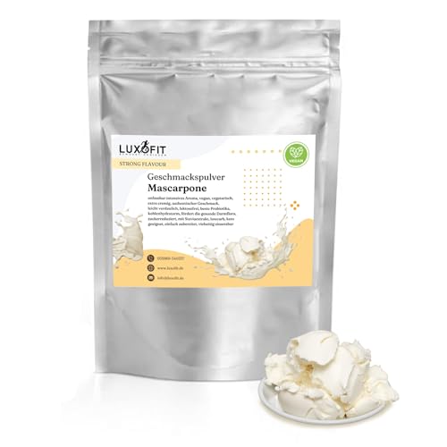 Luxofit STRONG FLAVOUR Kalorienarmes Geschmackspulver vielseitig einsetzbar für Lebensmittel / 300 Gramm, Made in Germany, Vegan und Vegetarisch, Getränkearoma Pulver (Mascarpone) von Luxofit