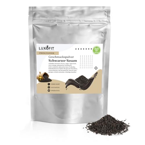 Luxofit STRONG FLAVOUR Kalorienarmes Geschmackspulver vielseitig einsetzbar für Lebensmittel / 300 Gramm, Made in Germany, Vegan und Vegetarisch, Getränkearoma Pulver (Schwarzer Sesam) von luxofit