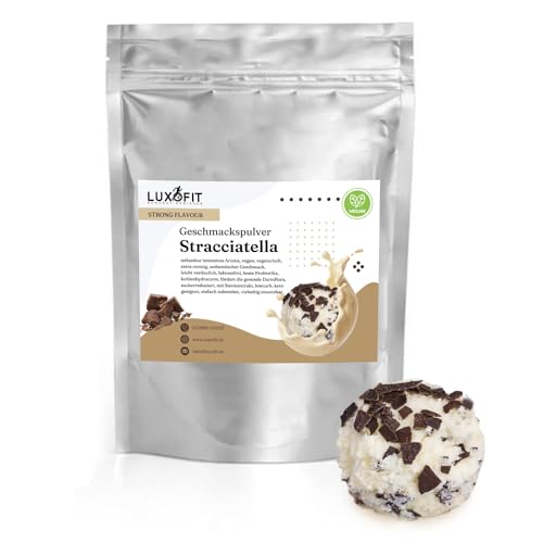 Luxofit STRONG FLAVOUR Kalorienarmes Geschmackspulver vielseitig einsetzbar für Lebensmittel / 300 Gramm, Made in Germany, Vegan und Vegetarisch, Getränkearoma Pulver (Stracciatella) von luxofit