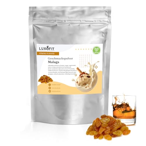 Luxofit STRONG FLAVOUR Kalorienarmes Geschmackspulver vielseitig einsetzbar für Lebensmittel Geschmackspulver Strong Flavour / 300 Gramm, Vielseitig einsetzbares Getränkearoma Pulver (Malaga) von Luxofit