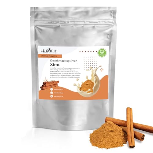 Luxofit STRONG FLAVOUR Kalorienarmes Geschmackspulver vielseitig einsetzbar für Lebensmittel Geschmackspulver Strong Flavour / 300 Gramm, Vielseitig einsetzbares Getränkearoma Pulver (Zimt) von Luxofit