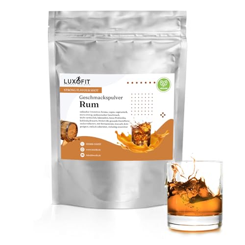 Luxofit STRONG FLAVOUR SHOT Kalorienarmes Geschmackspulver vielseitig einsetzbar für Lebensmittel, Vegan, Zuckerreduziert, Geschmacksvielfalt, Aromatisches Pulver (Rum) von luxofit