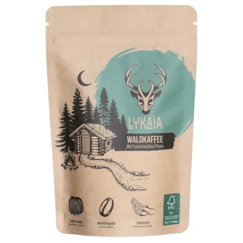 LYKAIA Waldkaffee – Mushroom Kaffee mit Vitalpilzen Cordyceps & Lion’s Mane | Lösliche Arabica Bohnen, sanft & bekömmlich, wenig Koffein | Funktionelle Unterstützung für Fokus, Energie & Wohlbefinden von Lykaia