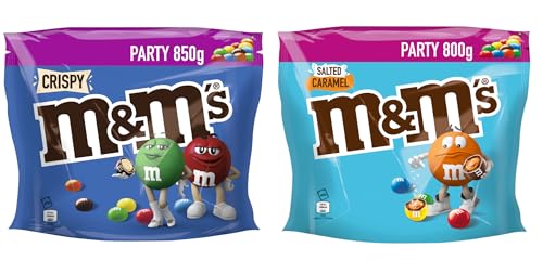 M&M'S 2 Packungen (1650g) Crispy 850g & Salted Caramel 800g - Süßigkeiten, Schokolinsen mit bunter Zuckerhülle, Schokolade, Karamell von M&M'S