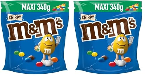 M&M'S Crispy, Schokolinsen mit Knusperkern, Schokolade, 1 Packung (1 x 340g) (Packung mit 2) von M&M'S