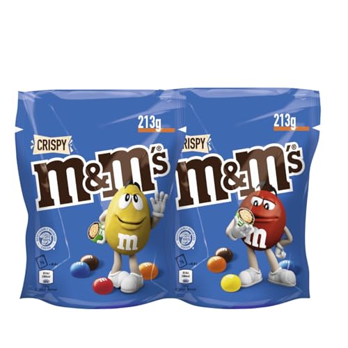 M&M'S Crispy 2x 213g Schokolinsen Knusperreiskern in Milchschokolade mit Zuckerüberzug von M&M'S