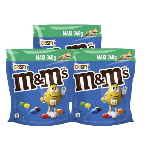 M&M'S Crispy 3x 340g Schokolinsen Knusperreiskern in Milchschokolade mit Zuckerüberzug von M&M'S