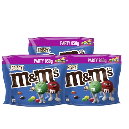 M&M'S Crispy 3x 850g Schokolinsen Knusperreiskern in Milchschokolade mit Zuckerüberzug von M&M'S