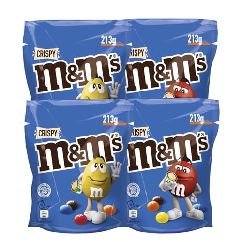 M&M'S Crispy 4x 213g Schokolinsen Knusperreiskern in Milchschokolade mit Zuckerüberzug von M&M'S