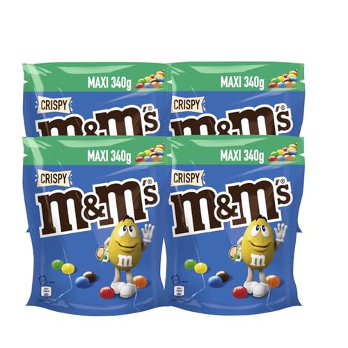 M&M'S Crispy 4x 340g Schokolinsen Knusperreiskern in Milchschokolade mit Zuckerüberzug von M&M'S