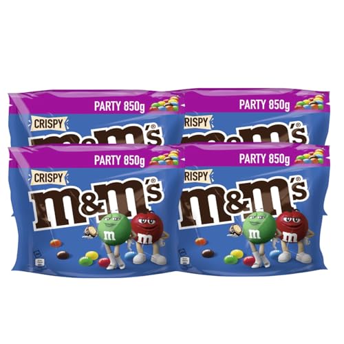 M&M'S Crispy 4x 850g Schokolinsen Knusperreiskern in Milchschokolade mit Zuckerüberzug von M&M'S