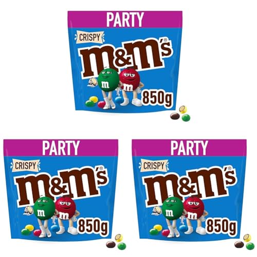 M&M'S Crispy Schokolade Großpackung | American Football Snacks | Schokolinsen mit Knusperkern | 850g (Packung mit 3) von M&M'S