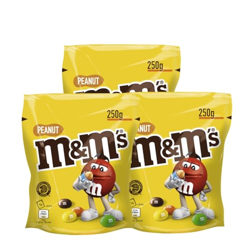 M&M’S Peanut 3x 250g Schokolinsen Erdnüsse in Milchschokolade mit Zuckerüberzug von M&M'S