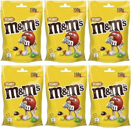 M&M'S Peanut 6x 150g | Peanut | Schokolinsen mit Erdnusskern | Schokolade Geschenk Snack Naschen Süßigkeiten Süßes | Sechs Packungen (6 x 150g = 900g) von M&M'S