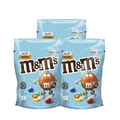 M&M'S Salted Caramel 3x 176g Schokolinsen Milchschokolade mit gesalzener Karamellfüllung, in einer Zuckerhülle von M&M'S