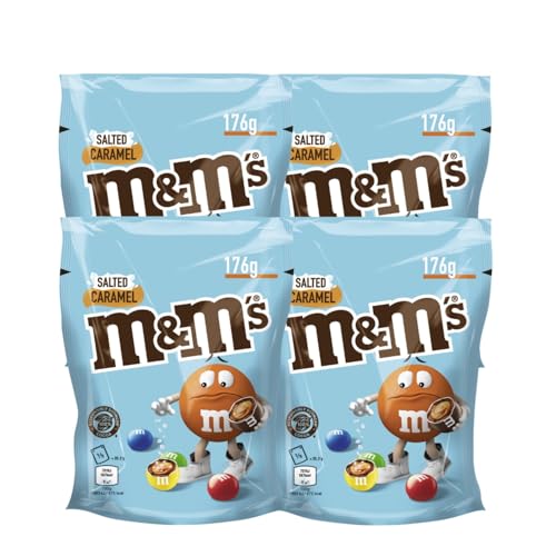 M&M'S Salted Caramel 4x 176g Schokolinsen Milchschokolade mit gesalzener Karamellfüllung, in einer Zuckerhülle von M&M'S