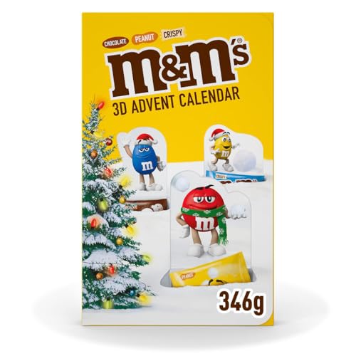 M&M's Adventskalender, 3D Pop-Up Weihnachtskalender mit 24 Weihnachtsüberraschungen, Enthält die M&M's Klassiker Peanut, Chocolate und Crispy, Ideal zum Verschenken, Inhalt: 346 g von M&M'S