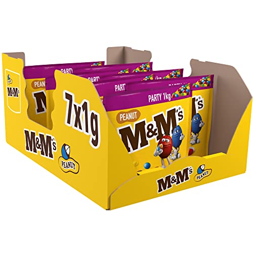 M&M's Peanuts Snack in Erdnuss- und Milchschokoladen-Pellets, Geschenk (1 kg) von M&M'S