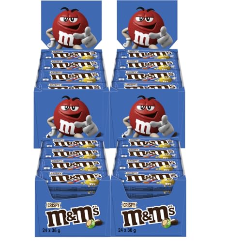 M&Ms Crispy 4x 24x 45g Schokolinsen Knusperreiskern in Milchschokolade mit Zuckerüberzug von M&M'S