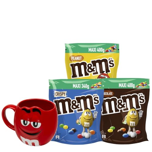 M&Ms Large Pack Mix mit Tasse Geschenkebox Freundebox Choco Crispy Peanut Schokolinsen Schokolade Erdnuss von M&M'S