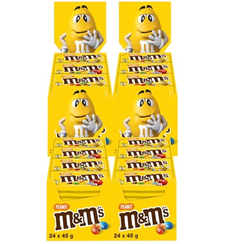 M&Ms Peanut 4x 24x 45g Schokolinsen Erdnüsse in Milchschokolade mit Zuckerüberzug von M&M'S