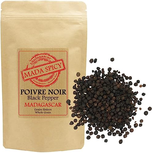 Madagaskar schwarze Pfefferkörner "wiederverschließbarer Kraftbeutel" (125g) / Nachhaltige Landwirtschaft. von MADA SPICY Madagascar Delicatessen - Epicerie fine