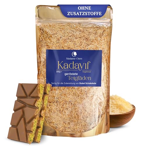 Madame Chéri Kadayif 200 g – Geröstete Teigfäden perfekt für Dubai Schokolade & Desserts – Knuspriger Kadayif für Extra-Crunch – Engelshaar ideal für Salate & als Topping von Müsli & Joghurt von MADAME CHÊRI