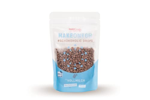 MAKECAKE zuckerfreie Schokoladendrops Typ Vollmilch - ideal zum Backen, Naschen und für zuckerfreie Süßigkeitenherstellung von MAKECAKE