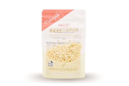 MAKECAKE zuckerfreie Schokoladendrops Weiß Probe - ideal zum Backen, Naschen und für zuckerfreie Süßigkeitenherstellung von MAKECAKE