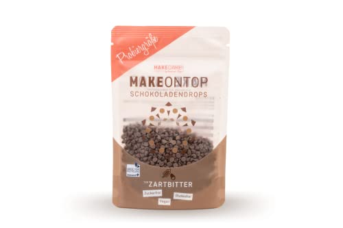 MAKECAKE zuckerfreie Schokoladendrops Zartbitter Probe - ideal zum Backen, Naschen und für zuckerfreie Süßigkeitenherstellung von MAKECAKE