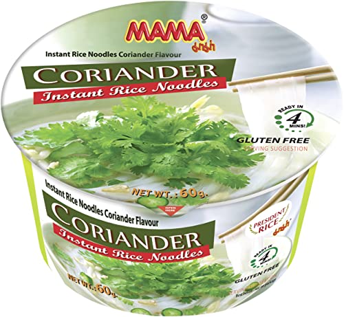 MAMA Instant-Bowl-Reisnudeln mit Koriander - Instantnudelsuppe orientalischer Art – Authentisch thailändisch kochen, 1 x 60 g (Packung mit 6) von MAMA