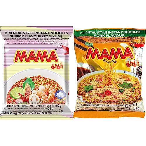 MAMA - Instant Nudeln Garnelen - Multipack (30 X 60 GR) & - Instant Nudeln Schwein, 30er pack (30 X 60 GR) von MAMA