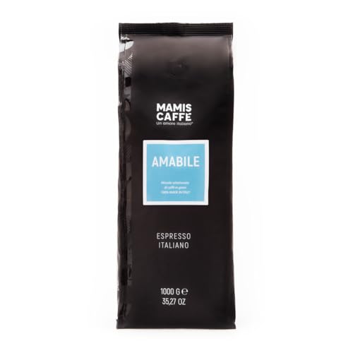 Mamis Caffè Amabile (1 Kg) - Ganze Espressobohnen - Mittel Gerösteter Kaffee mit süßen Untertönen - Italienischer Espresso mit dicker Crema - Perfekt als Espresso, Cappuccino oder Latte Macchiato von MAMIS CAFFÈ Un amore italiano