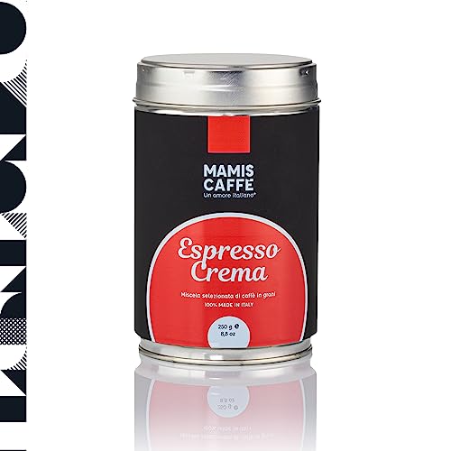 Mamis Caffè Espresso Crema (250gr) - Ganze Kaffee-Arabica/Robusta-Bohnen - Vollmundiger italienischer Espresso mit dicker Crema - Mittel Gerösteter Kaffee - Schoko-Aroma & leicht süßer Geschmack von MAMIS CAFFÈ Un amore italiano