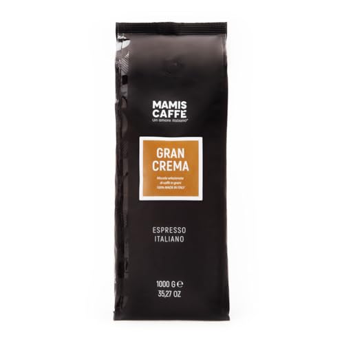 Mamis Caffè Gran Crema (1 kg) - Ganze Espressobohnen - 100% Arabica-Bohnen - Fruchtiger, schokoladiger, leicht süßer Geschmack - Mittlere Röstung und dicker Crema - Angebaut in Brasilien und Kolumbien von MAMIS CAFFÈ Un amore italiano