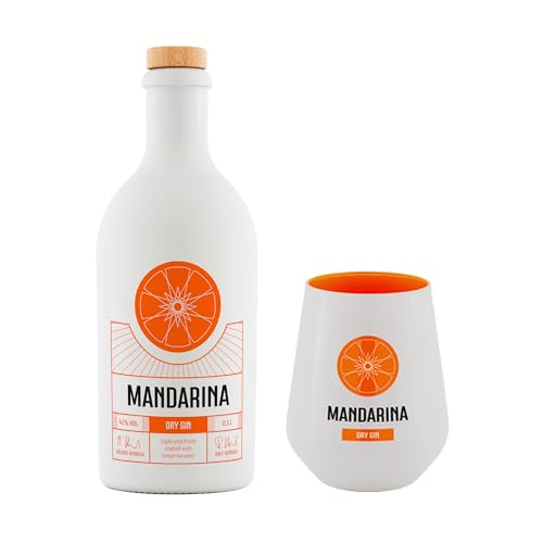 Mandarina SET - Dry Gin + Glas - 41% Vol. 0,5l - mit 11 Botanicals wie Mandarine, Orange, Wacholder... handcrafted Citrus Gin- aus Fankfurt-Hessen von MANDARINA