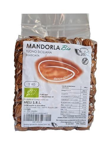 Sizilianische Bio-Mandeln mit Schale - Trockenfrüchte Quelle für Vitamine und Ballaststoffe - Glutenfrei (Siciliana Tuono, 1kg) von MANDORLE MELI