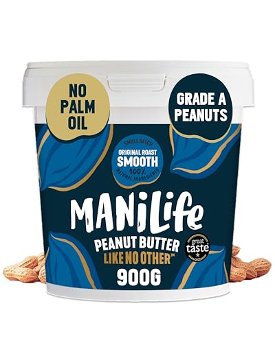 ManiLife Original Roast Smooth Erdnussbutter, 900-g, Erdnussmus aus besten argentinischen Erdnüssen, vegan, ohne Palmöl, ohne Zuckerzusatz, ohne GVO von MANÍLIFE