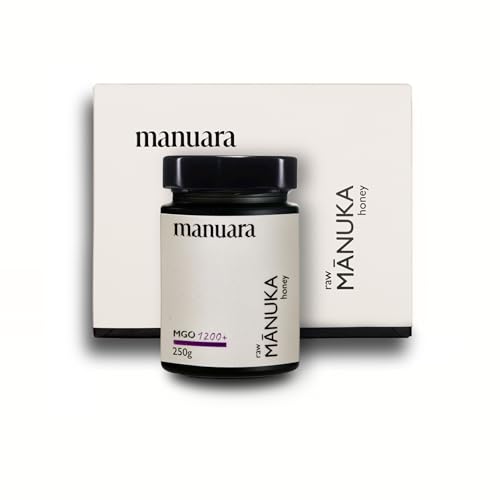 Original Manuka Honig aus Neuseeland 1200+ MGO UMF 25 – 250g im Glas – laborgeprüft mit zertifiziertem Methylglyoxal-Gehalt | 100% natürliche Qualität | naturbelassen und rein von MANUARA