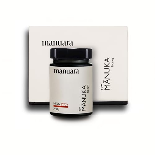 Original Manuka Honig aus Neuseeland 800+ MGO UMF 20 – 250g im Glas – laborgeprüft mit zertifiziertem Methylglyoxal-Gehalt | 100% natürliche Qualität | naturbelassen und rein von MANUARA