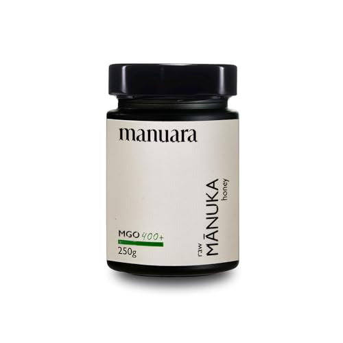 Premium Manuka Honig | MGO 400+ | 250g im Glas – laborgeprüft mit zertifiziertem Methylglyoxal-Gehalt | 100% natürliche Qualität aus Neuseeland | naturbelassen und rein von MANUARA