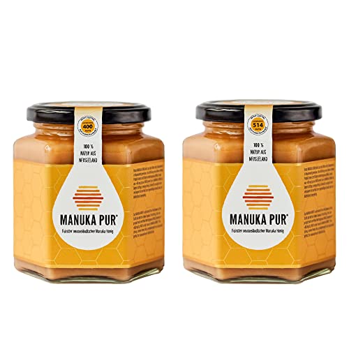 MANUKA PUR Manuka Honig | MGO 514+400 | 2x 250g | Das ORIGINAL aus NEUSEELAND | blickdicht, kein Plastik | REIN, ROH & ZERTIFIZIERT | Premium-Qualität 100% natürlich | Vegetarier. von MANUKA PUR