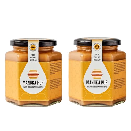 Manuka pur – Honig MGO 515+400 – 500 g reiner roher 100% zertifizierter Manuka-Honig – abgefüllt und versiegelt in Neuseeland – höchste Qualitätsstufe – vegetarisch. von MANUKA PUR