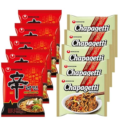 MAOMAO® Instant Nudeln Set | 5x Shin Ramen & 5x Chapagetti (Kompatibel mit Nong Shim) von MAOMAO