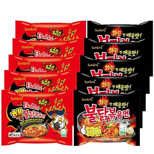 MAOMAO® Instant Nudeln Set | 5x Hot Chicken & 5x 2x Spicy Hot Chicken mit sehr scharfem Geschmack (Kompatibel mit Samyang) von MAOMAO