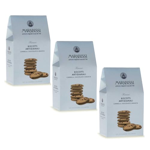 Marabissi® | Artisan Biscuits Zimt Schokolade Orange | Toskanische Gebäckkekse | Keksdose Schokolade Orange Zimt - 3 x 200 Gr von MARABISSI